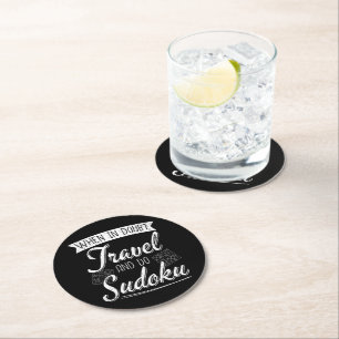 World Traveller Sudoku Puzzle Lover Round Paper Coaster