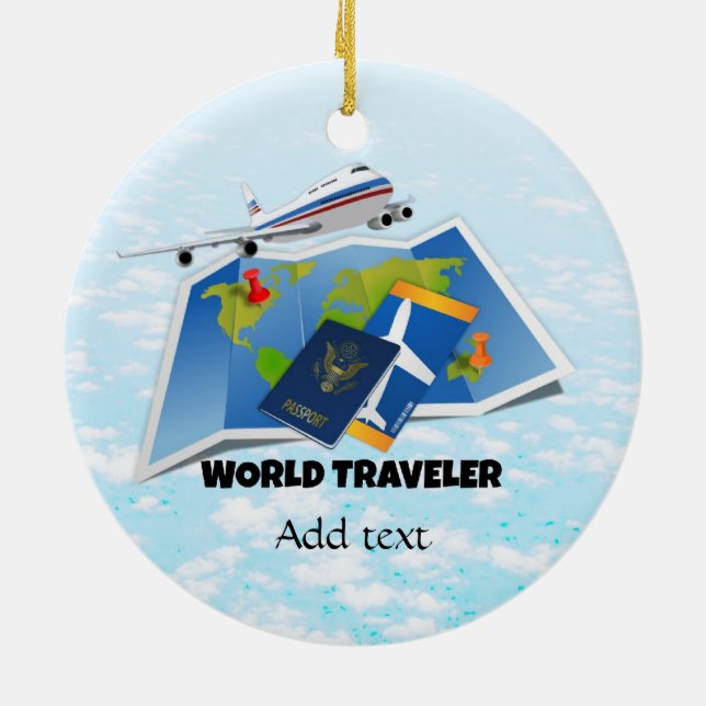 World Traveller Template Ceramic Ornament (Back)