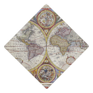 World Traveller Vintage Map Graduation Cap Topper