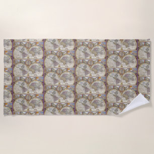 World Traveller Vintage Map Thunder_Cove Beach Towel