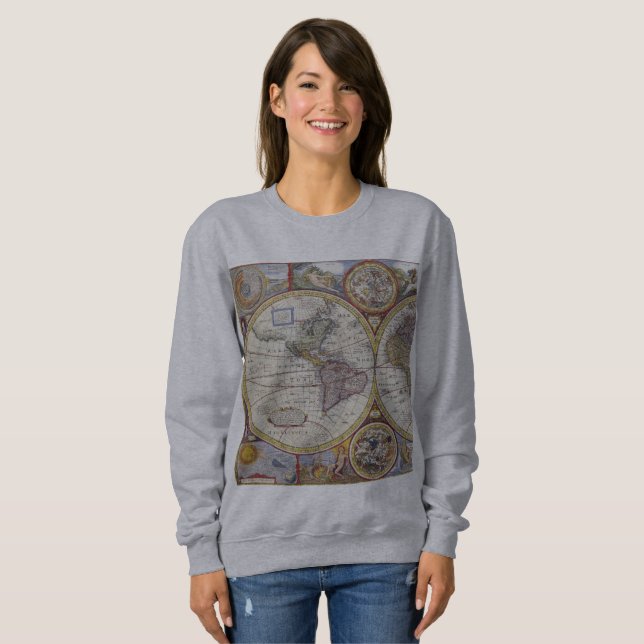 World Traveller Vintage Map Thunder_Cove Sweatshirt (Front Full)