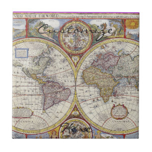 World Traveller Vintage Map Thunder_Cove Tile