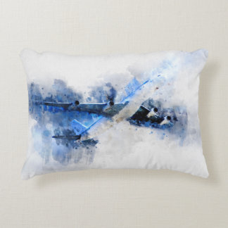 World traveller watercolor airplane travel plane accent pillow