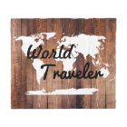 World Traveller White World Map Dark Wood