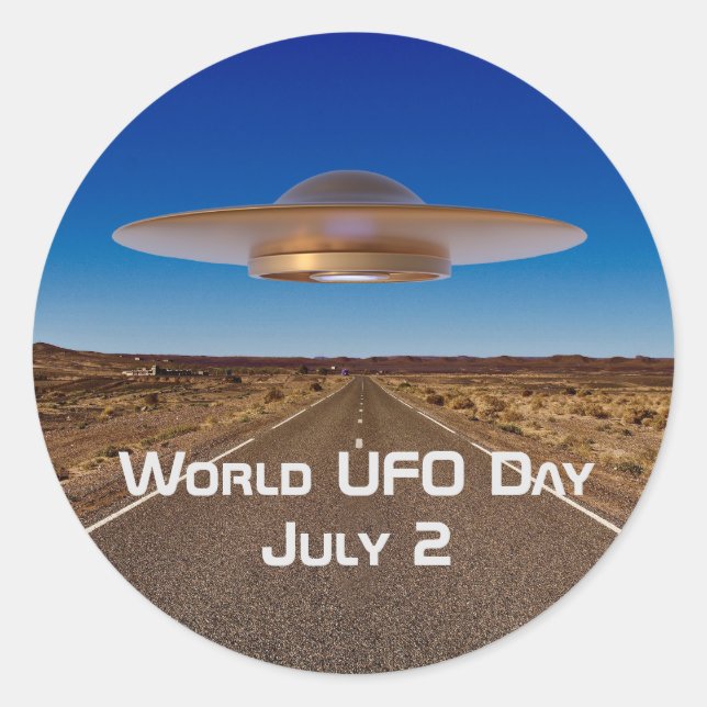World UFO Day Classic Round Sticker (Front)