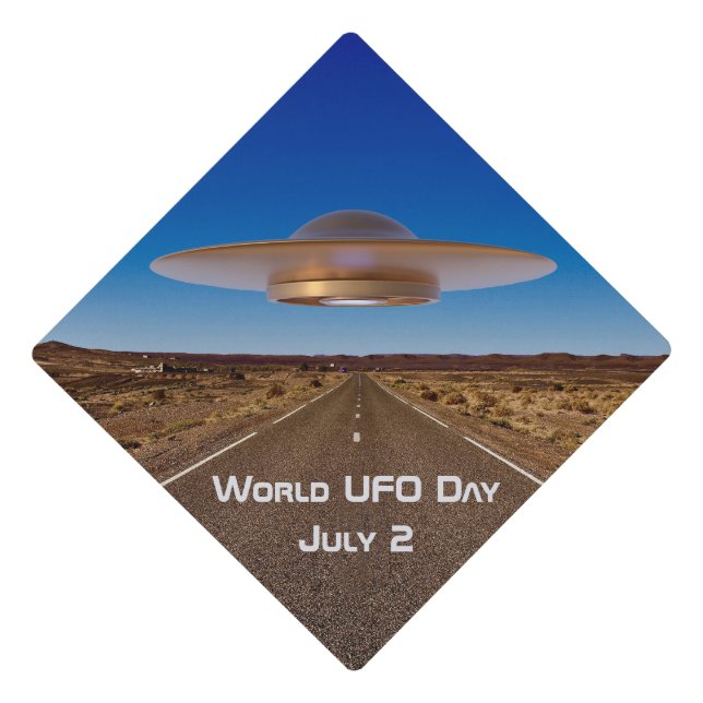 World UFO Day Graduation Cap Topper (Front)