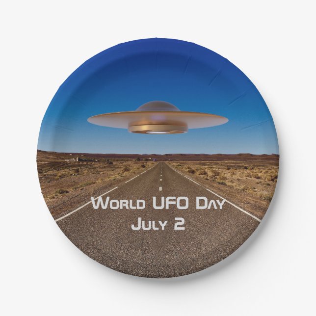 World UFO Day Paper Plate (Front)