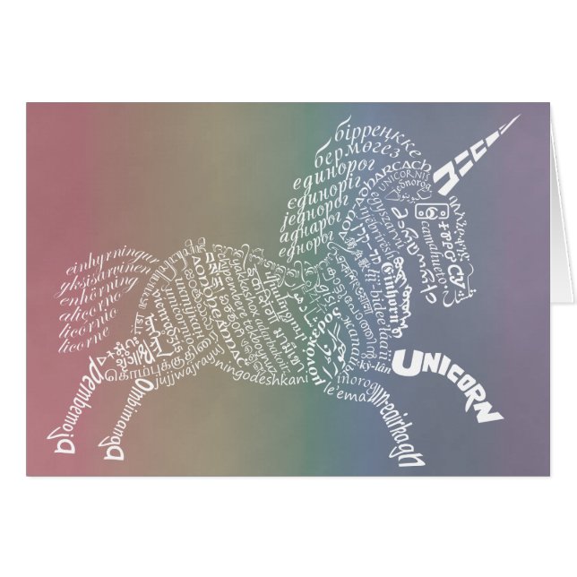 World Unicorn Card - Rainbow Background (Front Horizontal)