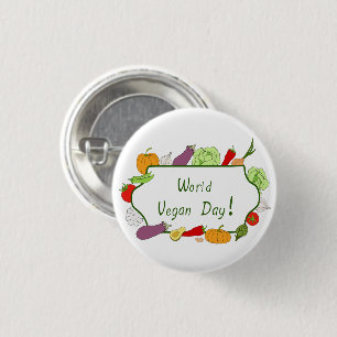 World Vegetarian Day Minimalist Cute 1 Inch Round Button