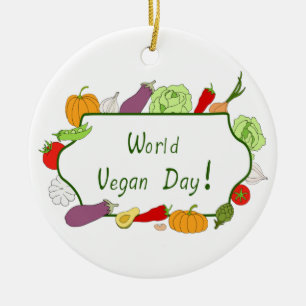 World Vegetarian Day Minimalist Cute Ceramic Ornament