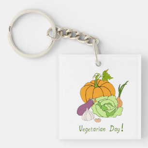 World Vegetarian Day Minimalist Cute Keychain