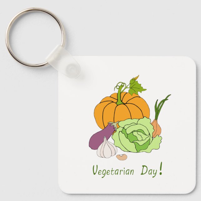World Vegetarian Day Minimalist Cute     Keychain (Front)
