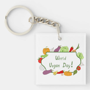 World Vegetarian Day Minimalist Cute    Keychain
