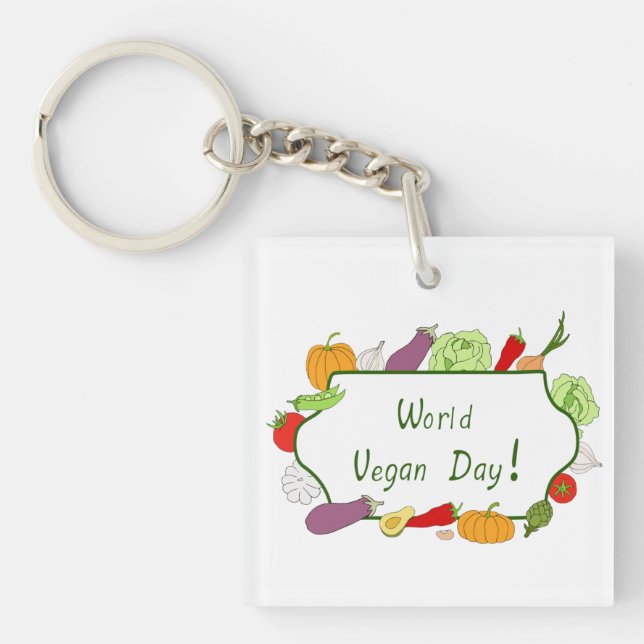 World Vegetarian Day Minimalist Cute    Keychain (Front)