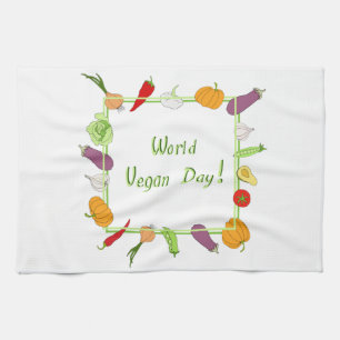 World Vegetarian Day Minimalist Cute Kitchen Towel