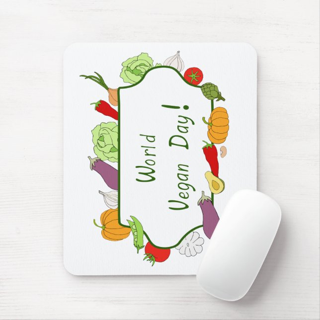 World Vegetarian Day Minimalist Cute     Mouse Pad (With Mouse)