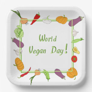 World Vegetarian Day Minimalist Cute       Paper Plate
