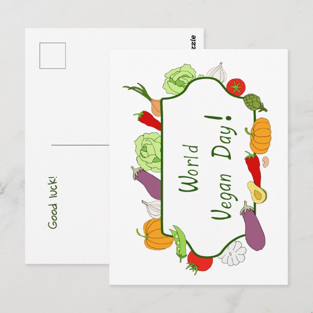 World Vegetarian Day Minimalist Cute    Postcard (Front/Back)