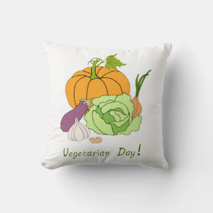 World Vegetarian Day Minimalist Cute Throw Pillow