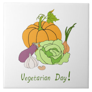 World Vegetarian Day Minimalist Cute     Tile