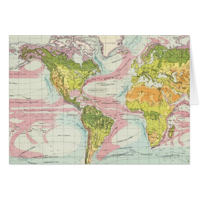 World vegetation & ocean currents Map (Front Horizontal)