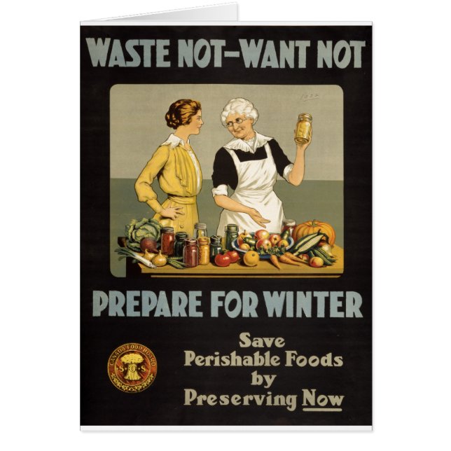 World War 1 poster. Waste not, want not. (Front)