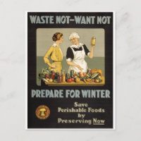 World War 1 poster. Waste not, want not.