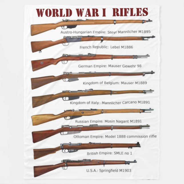 WORLD WAR 1 RIFLES FLEECE BLANKET (Front)