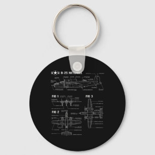 World War 2 American Aircraft B-25 Mitchell Bomber Keychain