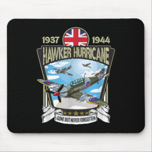 World War 2 British Aircraft Hawker Hurricane Figh Mouse Pad