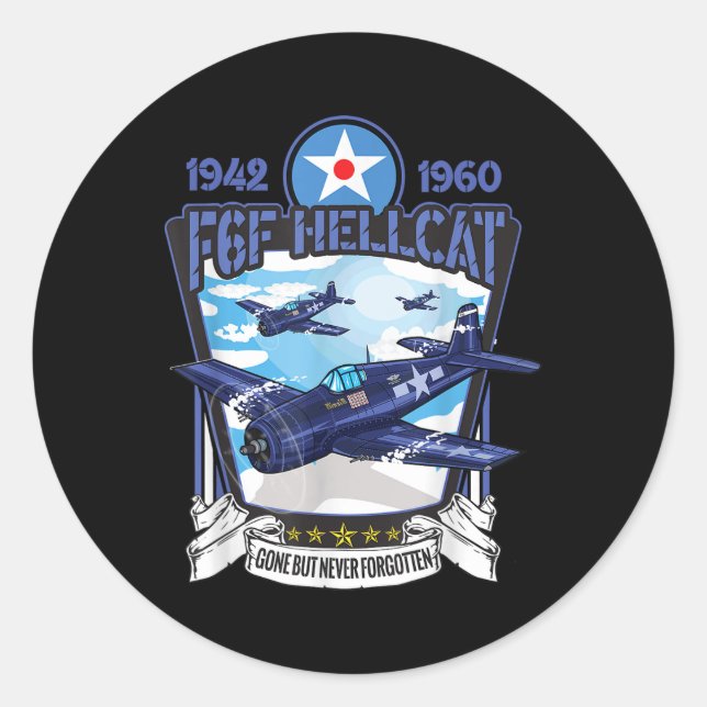 World War 2 F6f Hellcat Fighter Airplane  Classic Round Sticker (Front)