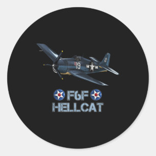 World War 2 F6f Hellcat Fighter Airplane Classic Round Sticker