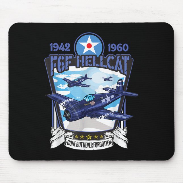 World War 2 F6f Hellcat Fighter Airplane  Mouse Pad (Front)