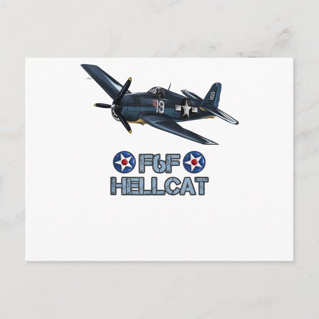 World War 2 F6F Hellcat Fighter Airplane T-Shirt Postcard (Front)