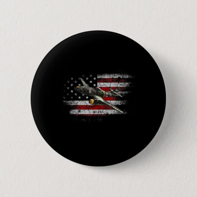 World War 2 German Aircraft Me 262 Fighter Jet Mem Inch Round Button (Front)