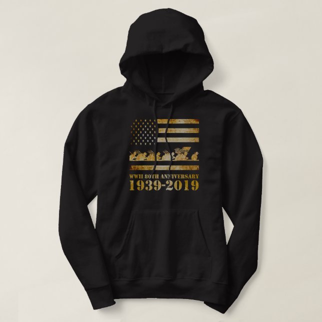 World War 2 II 80th Anniversary Veterans D Day Gif Hoodie (Design Front)