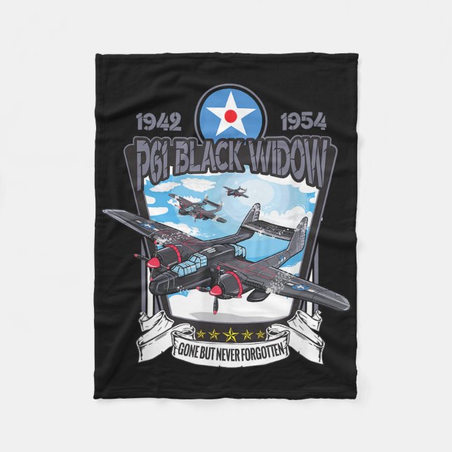 World War 2 P61 Black Widow Fighter Airplane  Fleece Blanket (Front)