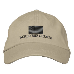 World War Champs - Grey and Black American Flag Embroidered Hat