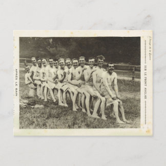 World War I, British soldiers after a bath Postcard