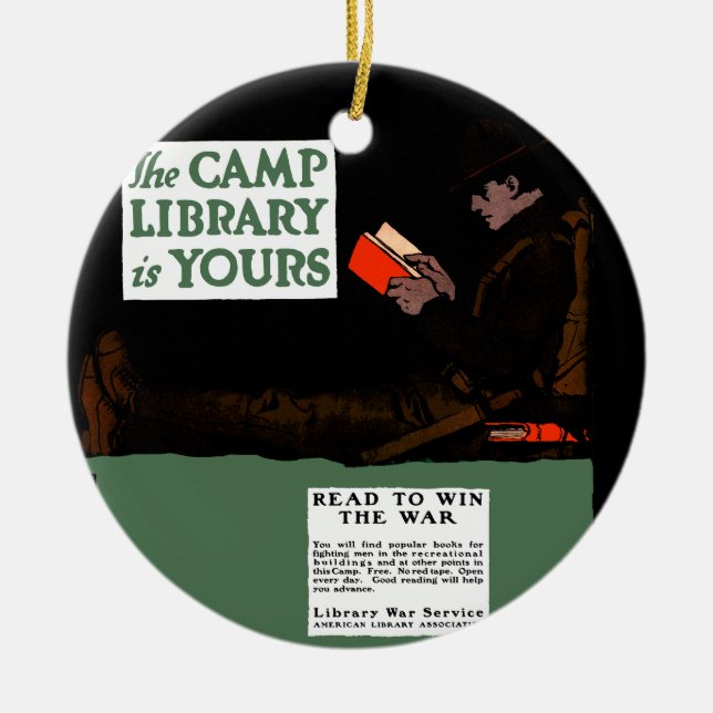 World War I Camp Library 1917 Military  Ceramic Ornament (Front)