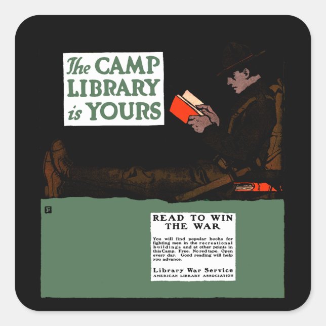World War I Camp Library 1917 Military  Square Sticker (Front)