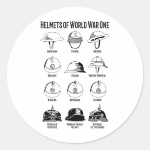 World War I Soldier Helmets Charts Classic Round Sticker