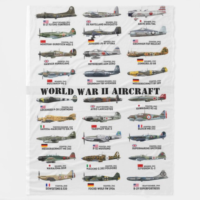 WORLD WAR II AIRCRAFT FLEECE BLANKET (Front)
