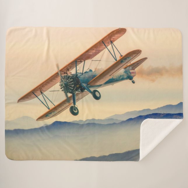 WORLD WAR II BI-PLANE SHERPA BLANKET (Front (Horizontal))
