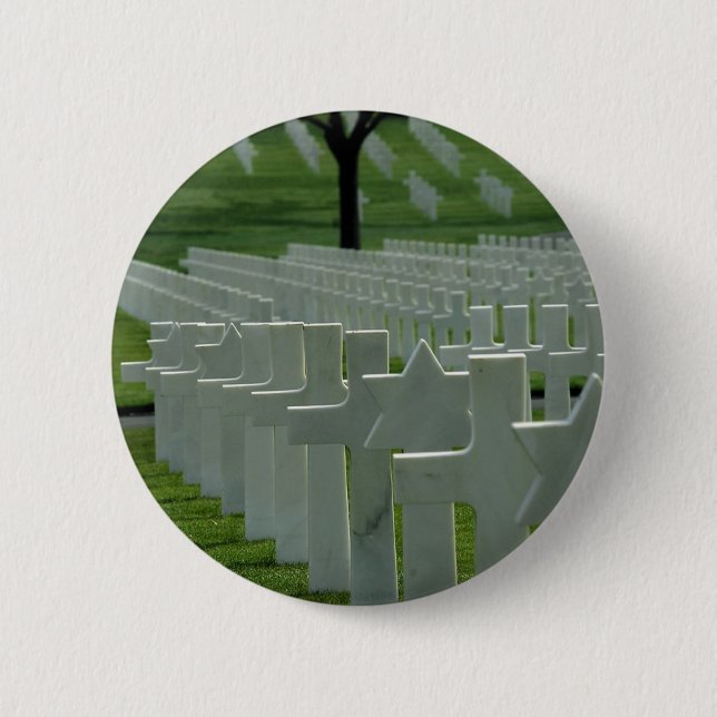 World War II cemetery, Memorial Day 2 Inch Round Button (Front)