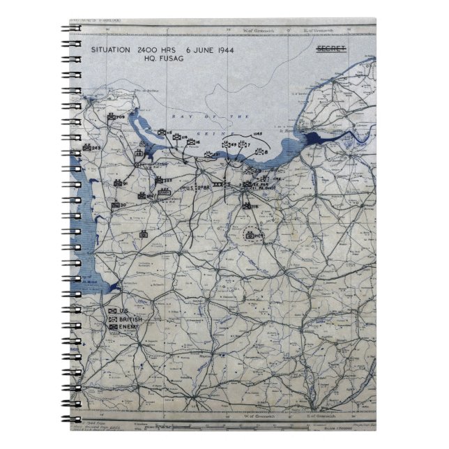 World War II D-Day Map June 6, 1944 Notebook (Front)