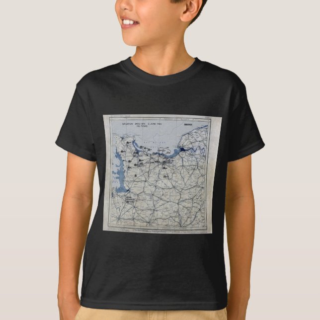 World War II D-Day Map June 6, 1944 T-Shirt (Front)