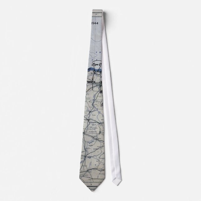 World War II D-Day Map June 6, 1944 Tie (Front)