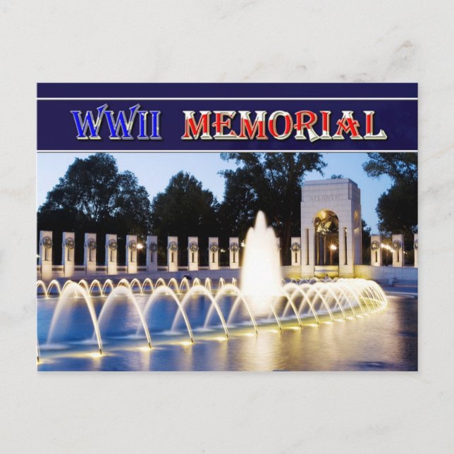 World War II Memorial in Washington, DC at night Postcard (Front)