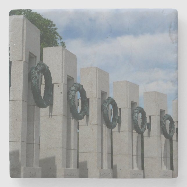 World War II Memorial Wreaths I Stone Coaster (Front)